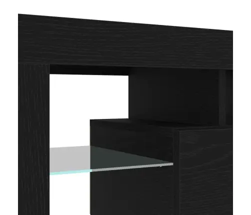 Tv Skapīši 2 Gabali Ar Led Gaismu Melna Ozola Inženierijas Koks Vidaxl