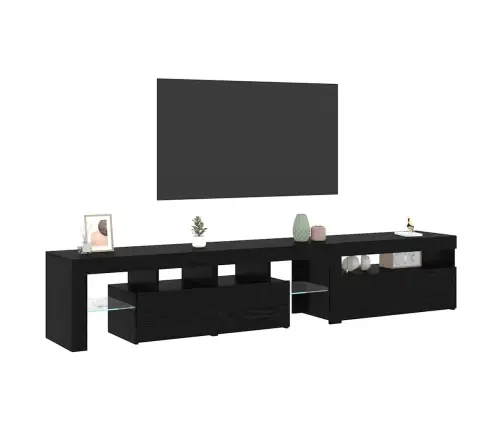 Tv Skapīši 2 Gabali Ar Led Gaismu Melna Ozola Inženierijas Koks Vidaxl