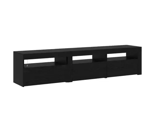 Tv Skapji 2 Gab. Ar Led Gaismām Melns Ozols Inženierijas Koks Vidaxl