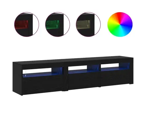 Tv Skapji 2 Gab. Ar Led Gaismām Melns Ozols Inženierijas Koks Vidaxl