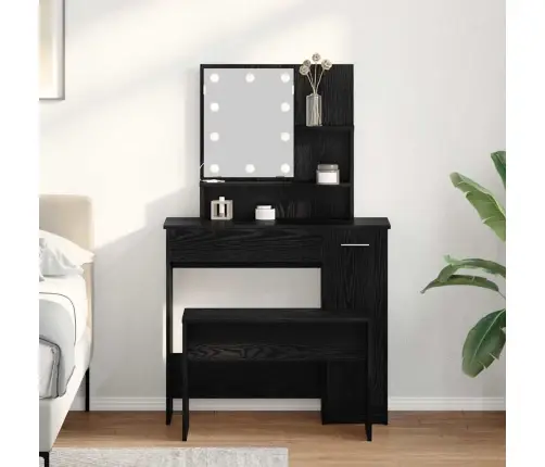 Tualetės Rinkinys Su Stalčių Juoda Ąžuolo 86.5 X 35 X 136 Cm