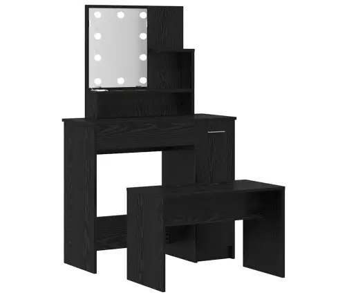 Tualetės Rinkinys Su Stalčių Juoda Ąžuolo 86.5 X 35 X 136 Cm