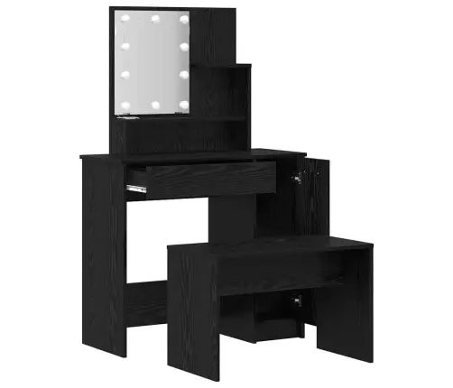 Tualetės Rinkinys Su Stalčių Juoda Ąžuolo 86.5 X 35 X 136 Cm