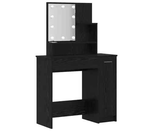 Tualetės Rinkinys Su Stalčių Juoda Ąžuolo 86.5 X 35 X 136 Cm