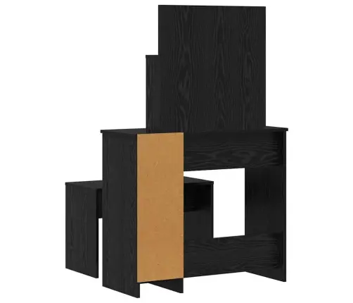 Tualetės Rinkinys Su Stalčių Juoda Ąžuolo 86.5 X 35 X 136 Cm