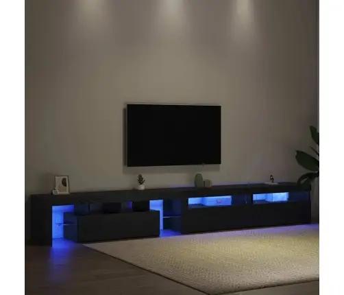 Tv Skapji 3 Gab Ar Led Gaismām Melna Ozola Inženierijas Koks Vidaxl