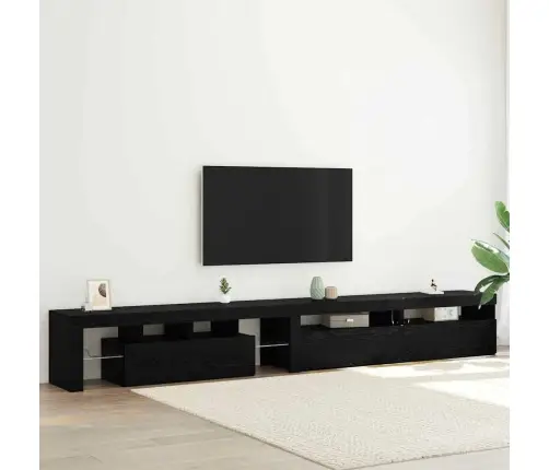 Tv Skapji 3 Gab Ar Led Gaismām Melna Ozola Inženierijas Koks Vidaxl