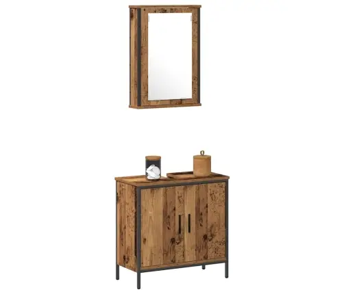2 Daļu Vannas Istabas Mēbeļu Komplekts Vecais Koks Izstrādāts Koks Vidaxl