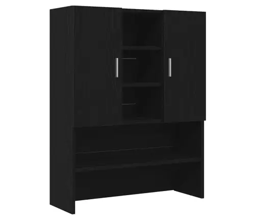 Vidaxl Veļas Mazgājamie Skapji 2 Gabali Melns Ozols 70.5X71.5X181.5 Cm Inženierijas Koks