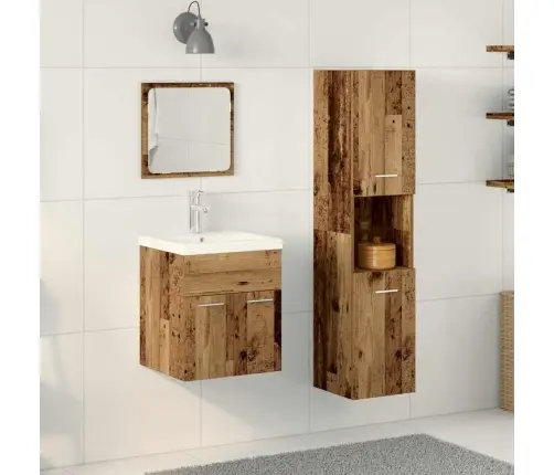 3 Daļu Vannas Istabas Mēbeļu Komplekts Ar Novecinātu Koku Vidaxl