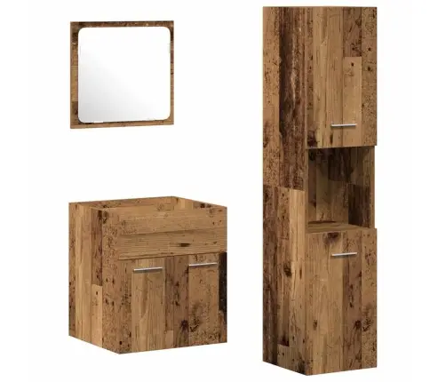 3 Daļu Vannas Istabas Mēbeļu Komplekts Ar Novecinātu Koku Vidaxl
