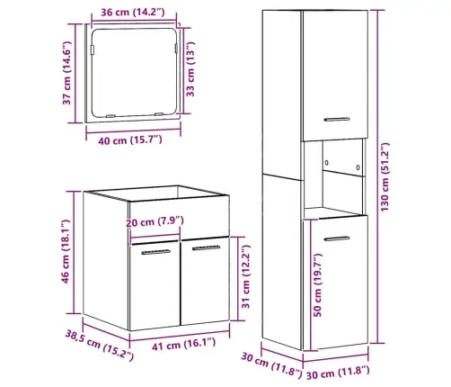 3 Daļu Vannas Istabas Mēbeļu Komplekts Ar Novecinātu Koku Vidaxl