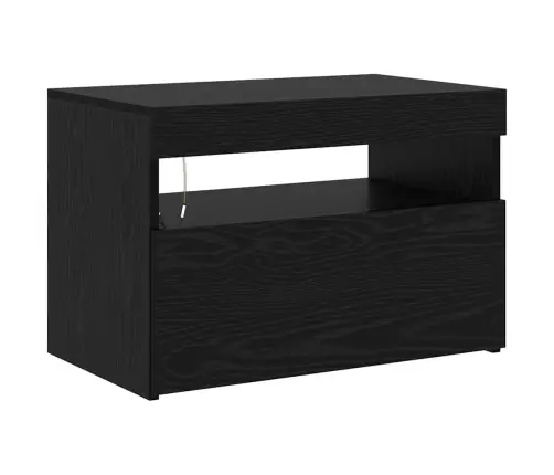 2 Tk Led Valgustusega Tv Kapid Mustast Tammest Tehispuidust
