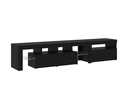 2 Tk Led Valgustusega Tv Kapid Mustast Tammest Tehispuidust