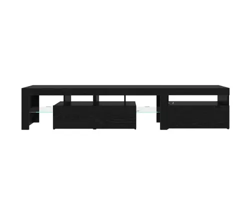 2 Tk Led Valgustusega Tv Kapid Mustast Tammest Tehispuidust