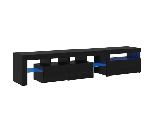 2 Tk Led Valgustusega Tv Kapid Mustast Tammest Tehispuidust