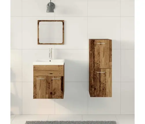 Vannitoa Mööbleset Seinale Kinnitatav 3 Pcs Vana Puit Tehispuit