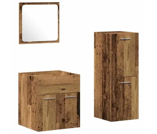 Vannitoa Mööbleset Seinale Kinnitatav 3 Pcs Vana Puit Tehispuit