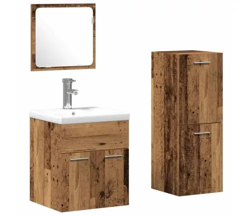 Vannitoa Mööbleset Seinale Kinnitatav 3 Pcs Vana Puit Tehispuit