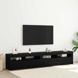 Tv Stovai 2 Pcs Juoda Ąžuolo 210 X 35 X 40 Cm Apdirbta Mediena