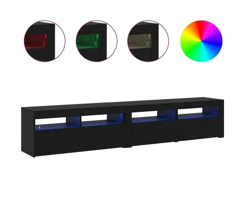 Tv Skapji 2 Gab. Ar Led Gaismām Melnā Ozola Inženierijas Koks Vidaxl