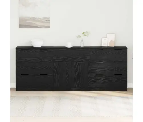 Kõide Sahtliga 3 Pcs Must Tamm 181 X 30 X 70 Cm Tehispuit