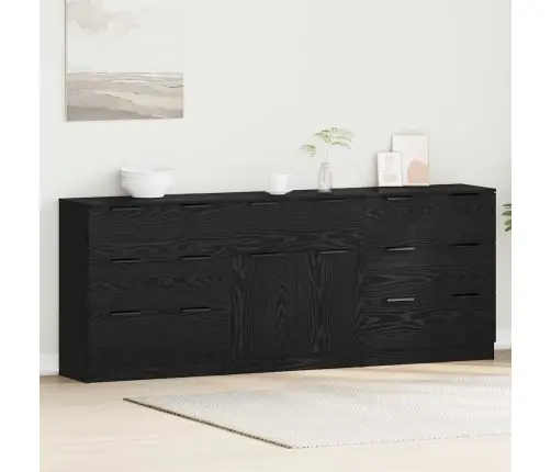 Kõide Sahtliga 3 Pcs Must Tamm 181 X 30 X 70 Cm Tehispuit