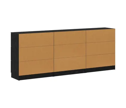 Puse 3 Pcs Melns Ozols 60 X 30 X 70 Cm Inženierijas Koks Vidaxl