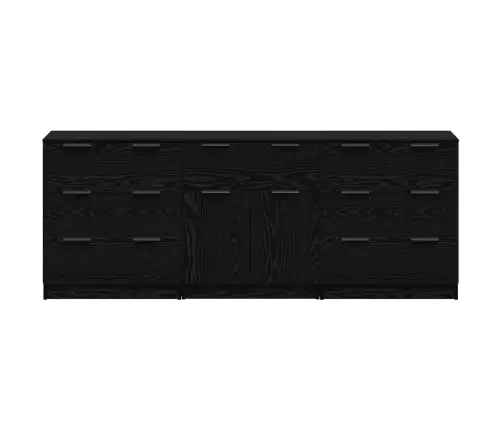 Puse 3 Pcs Melns Ozols 60 X 30 X 70 Cm Inženierijas Koks Vidaxl