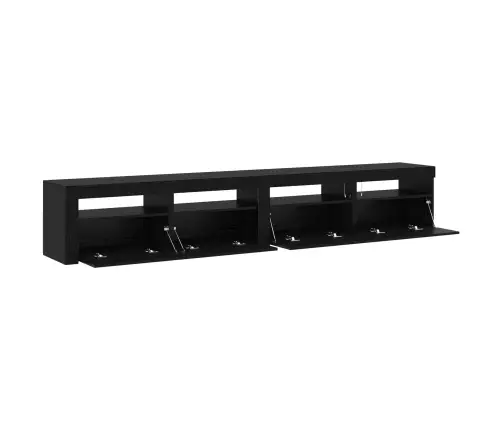 3 Daļu Tv Skapju Komplekts Ar Led Lampiņām Melno Ozolu Vidaxl