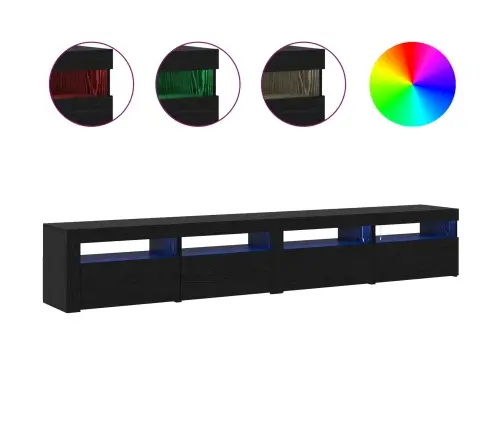 3 Daļu Tv Skapju Komplekts Ar Led Lampiņām Melno Ozolu Vidaxl