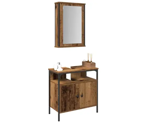 2 Daļu Vannas Istabas Mēbeļu Komplekts Vecs Koks Inženierijas Koks Vidaxl