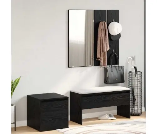 Esikumööblikomplekt 3 Pcs Must Tamm 80 X 31 X 40 Cm Tehispuit