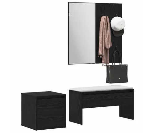 Esikumööblikomplekt 3 Pcs Must Tamm 80 X 31 X 40 Cm Tehispuit