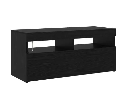 Tv Skapji 2 Gab Ar Led Gaismām Melnā Ozola Inženierijas Koks Vidaxl