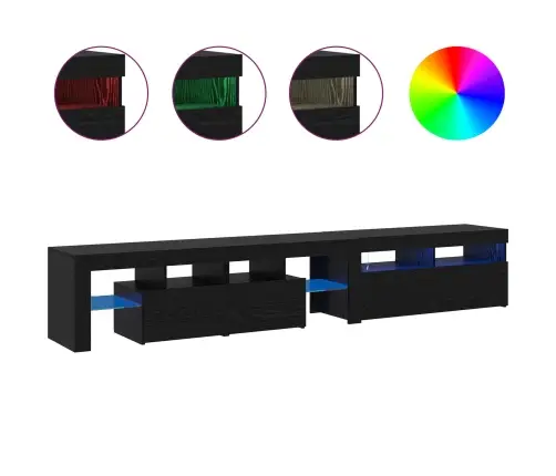 Tv Skapji 2 Gab Ar Led Gaismām Melnā Ozola Inženierijas Koks Vidaxl