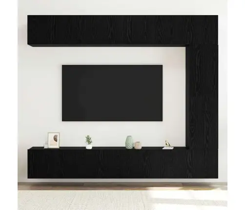 Telerikapi Komplekt 5 Pcs Must Tamm 100 X 30 X 30 Cm Tehispuit