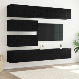 Tv Skapīšu Komplekts 6 Pcs Melns Ozols 100 X 30 X 30 Cm Vidaxl