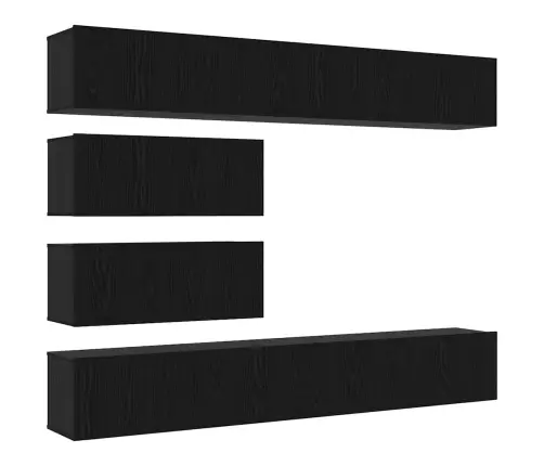 Tv Spintelių Komplektas 6 Pcs Juoda Ąžuolo 100 X 30 X 30 Cm