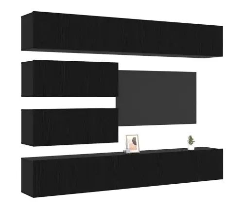 Tv Spintelių Komplektas 6 Pcs Juoda Ąžuolo 100 X 30 X 30 Cm