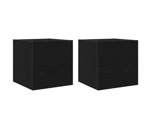 8 Daļu Tv Skapja Komplekts – Pieskrūvējams Pie Sienas Melnā Ozola Inženierijas Kokā Vidaxl