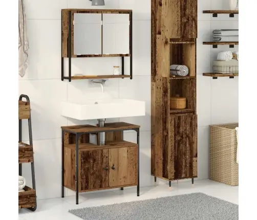 Vannitoa Mööbleset Uksega 2 Pcs Pruun 60 X 30 X 60 Cm Tehispuit