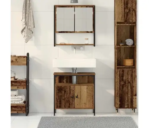 Vannitoa Mööbleset Uksega 2 Pcs Pruun 60 X 30 X 60 Cm Tehispuit