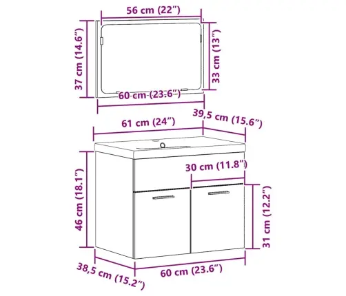 Vannas Istabas Mēbeļu Komplekts Ar Uzglabāšanu 3 Pcs Vecs Koks Vidaxl