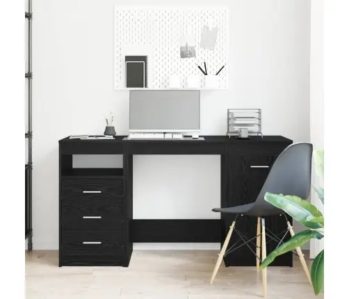 Galds 2 Pcs Melns Ozols 140 X 50 X 76 Cm Inženierijas Koks Vidaxl