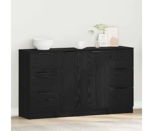 Puse 3 Pcs Melns Ozols 121 X 30 X 70 Cm Inženierijas Koks Vidaxl