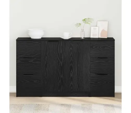 Puse 3 Pcs Melns Ozols 121 X 30 X 70 Cm Inženierijas Koks Vidaxl
