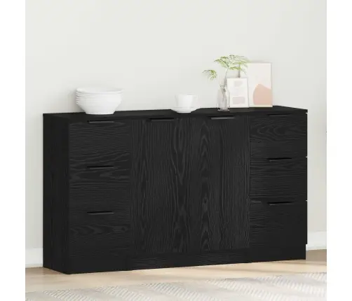 Puse 3 Pcs Melns Ozols 121 X 30 X 70 Cm Inženierijas Koks Vidaxl