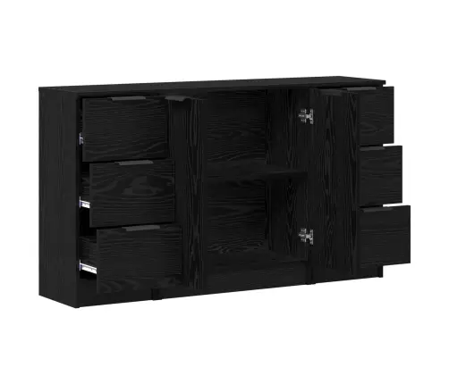 Puse 3 Pcs Melns Ozols 121 X 30 X 70 Cm Inženierijas Koks Vidaxl