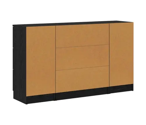 Puse 3 Pcs Melns Ozols 121 X 30 X 70 Cm Inženierijas Koks Vidaxl